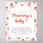 Aardbei Hoe groot is mama's buik Baby shower Poster (Voorkant)