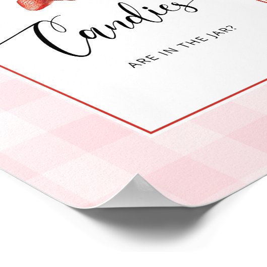 Aardbei Hoeveel snoepjes baby shower spel Poster (Hoek)