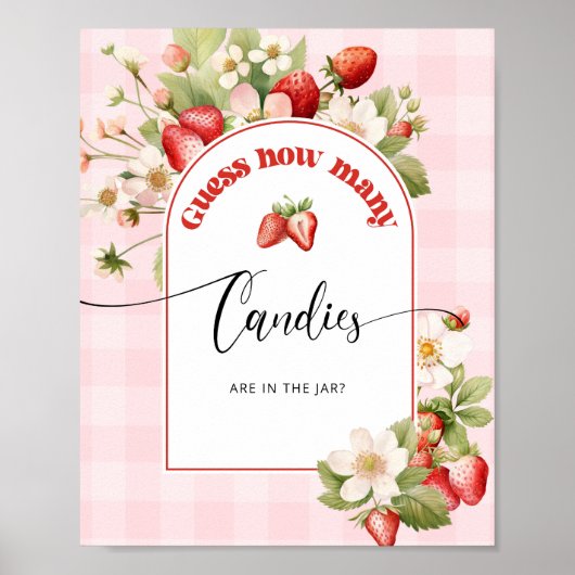 Aardbei Hoeveel snoepjes baby shower spel Poster (Voorkant)