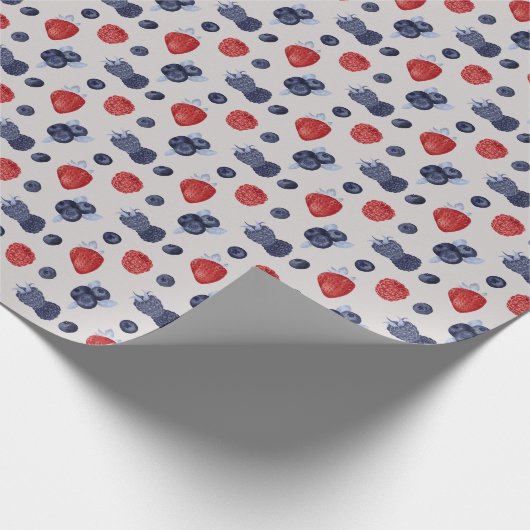 Aardbei, Huckleberry, Blackberry op beige Cadeaupapier (Hoek)