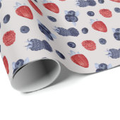 Aardbei, Huckleberry, Blackberry op beige Cadeaupapier (Rol Hoek)