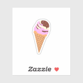 Aardbei Ice Cream Cone met Sprinkles Sticker