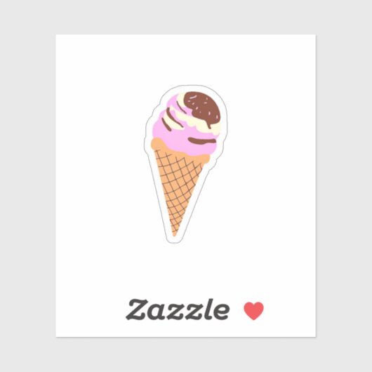 Aardbei Ice Cream Cone met Sprinkles Sticker (Vel)