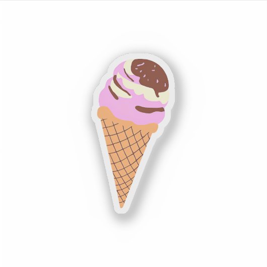 Aardbei Ice Cream Cone met Sprinkles Sticker (Voorkant)