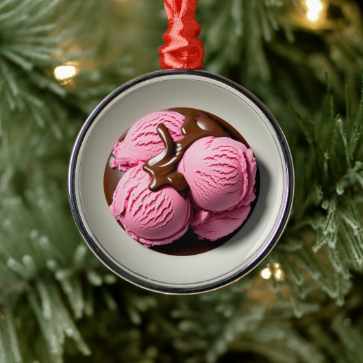 Aardbei Ice Cream Metalen Ornament (Boom)