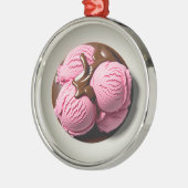 Aardbei Ice Cream Metalen Ornament (Links)