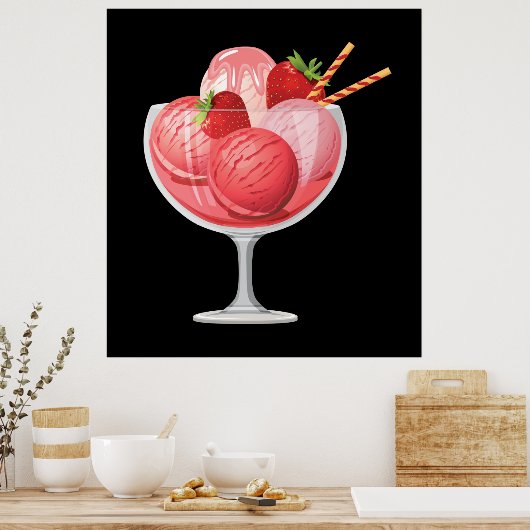 Aardbei Ice Cream Poster (Keuken)