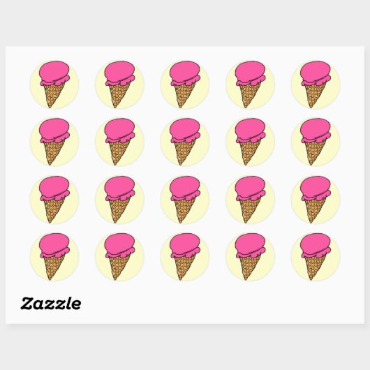 Aardbei Ice Cream! Ronde Sticker (Vel)