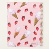 Aardbei Ice Cream Schattige Retro Roze Gepersonali Planner (Achterkant)