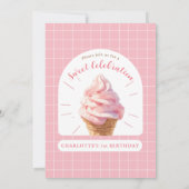 Aardbei Ice Cream Shop Uitnodiging voor verjaardag (Achterkant)