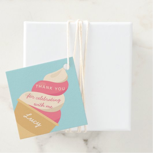 Aardbei Ice Cream Swirl Kinderen van afgelopen dag Bedankjes Labels (In situ)