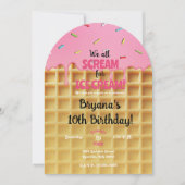 Aardbei Ice Cream Waffle Cone Verjaardag Kaart (Voorkant)