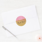 Aardbei Ice Cream Waffle Cone verjaardagsfeestje Ronde Sticker (Envelop)