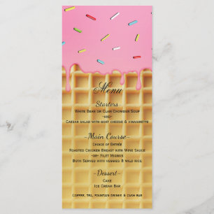 Aardbei Ice Cream Waffle Cone Verjaardagsmenu Menu