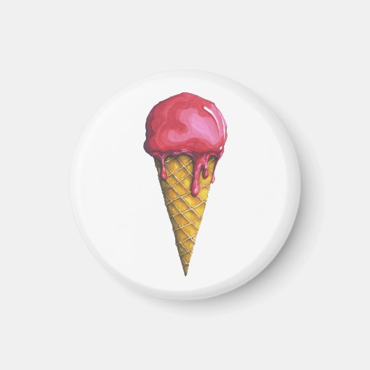 Aardbei Ice-crèmecone Magneet (Voorkant)