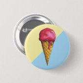 Aardbei Ice-crèmecone Ronde Button 5,7 Cm (Voorkant /achterkant)