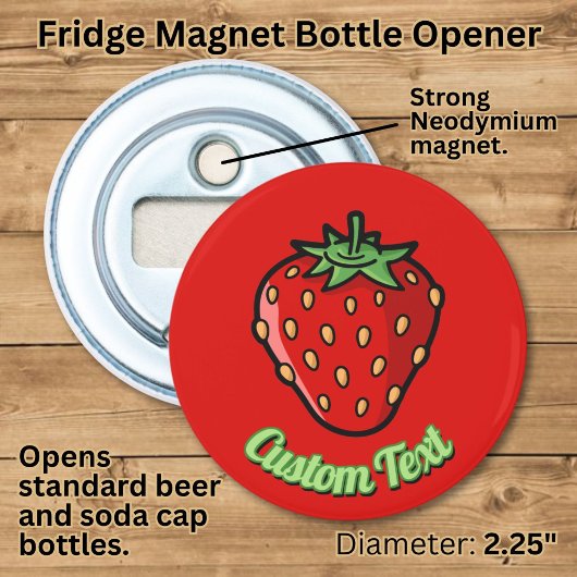 Aardbei Icoon Flesopener Button Flesopener