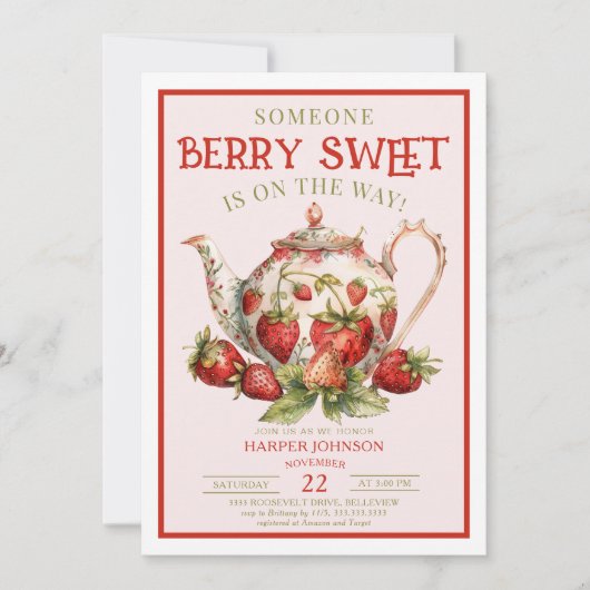 Aardbei Iemand Berry Sweet Baby shower Kaart (Voorkant)