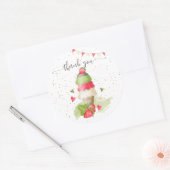 Aardbei ijs kegel "dank u" ronde sticker (Envelop)