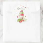 Aardbei ijs kegel "dank u" ronde sticker (Tas)