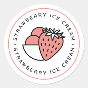 Aardbei ijs smaak ronde sticker