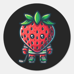 Aardbei IJshockey Schattige Bes Speler Ronde Sticker