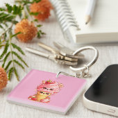 Aardbei Ijsje Kawaii Sleutelhanger (Voorkant Rechts)