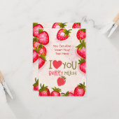 Aardbei Ik hou van jou Berry Veel Ansichtkaart Kaart (Voorkant / Achterkant in situ)