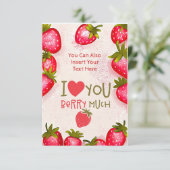 Aardbei Ik hou van jou Berry Veel Wenskaart Kaart (Staand voorkant)