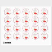 Aardbei Illustratie Jam Ronde Sticker (Vel)