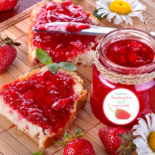 Aardbei Illustratie Jam Ronde Sticker
