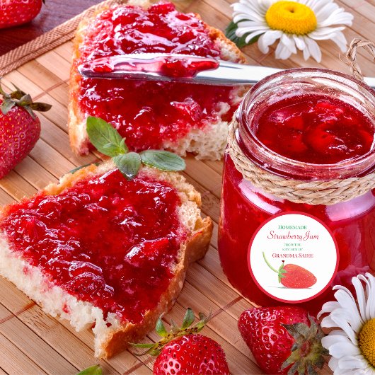 Aardbei Illustratie Jam Ronde Sticker