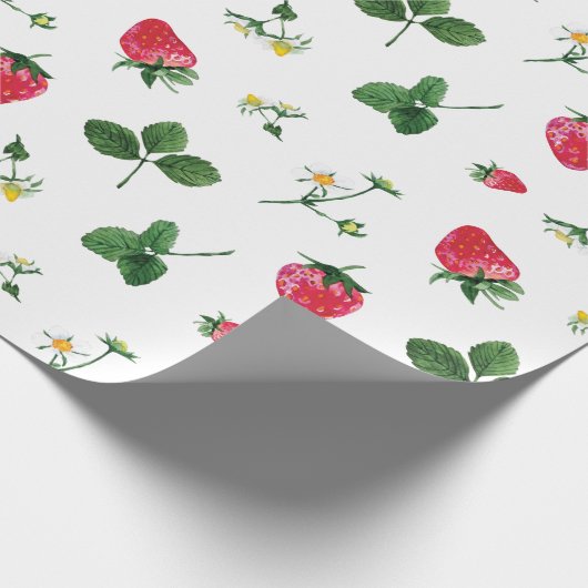 Aardbei illustratie op inpakpapier (Hoek)