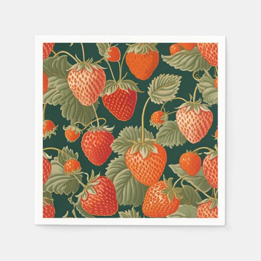Aardbei Illustratie Verjaardagsfeest Servetten (Voorkant)