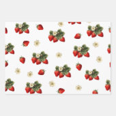 Aardbei inpakpapier met bloesems op wit (Voorkant 3)