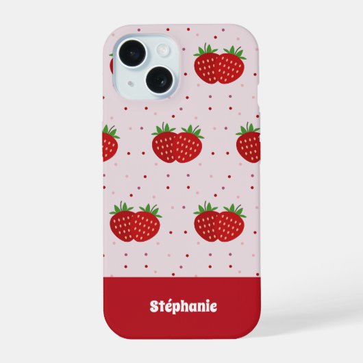 Aardbei iPhone 15 Case (Achterkant)