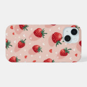 Aardbei iPhone 15 hoes Case (Achterkant horizontaal)