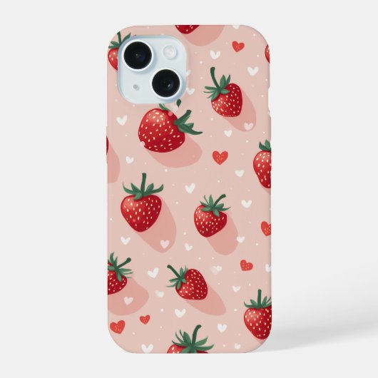 Aardbei iPhone 15 hoes Case (Achterkant)