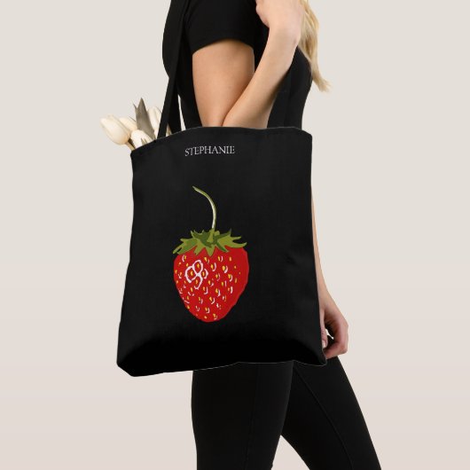 aardbei is de vrucht van liefde voor monogram tote bag (Dichtbij)