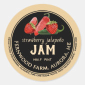 Aardbei Jalapeno Jam Jar Label Zelfgemaakte Jelly (Voorkant)
