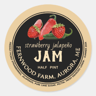 Aardbei Jalapeno Jam Jar Label Zelfgemaakte Jelly