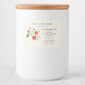Aardbei-jam-etiket met ingrediëntenlijst voedselcontainer etiket (Voorkant)