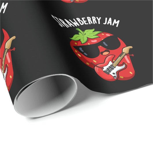 Aardbei Jam Funny Fruit Pun Dark BG Cadeaupapier (Rol Hoek)