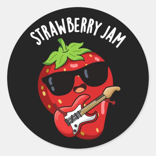 Aardbei Jam Funny Fruit Pun Dark BG Ronde Sticker (Voorkant)