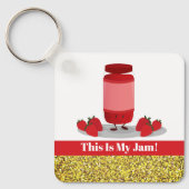 aardbei Jam Glitter Food Pun Sleutelhanger (Voorkant)