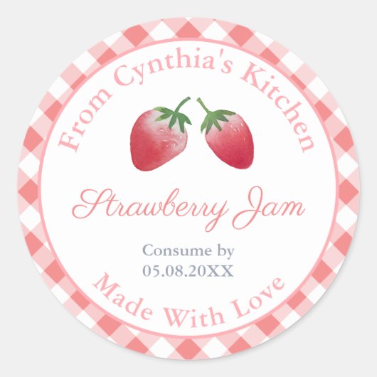 Aardbei Jam Hostess Gift Pantry Labels (Voorkant)