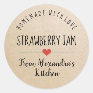 Aardbei jam kraft homemade met liefde ronde sticker