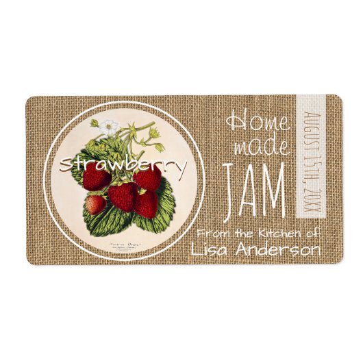  aardbei Jam op maat H-label Etiket (Voorkant)