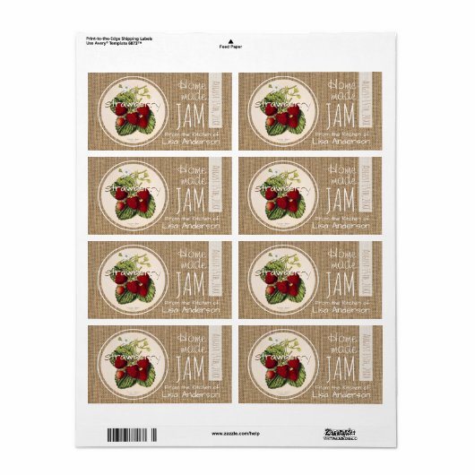  aardbei Jam op maat H-label Etiket (Full Sheet)