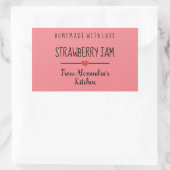 Aardbei jam roze homemade met liefde rechthoekige sticker (Tas)